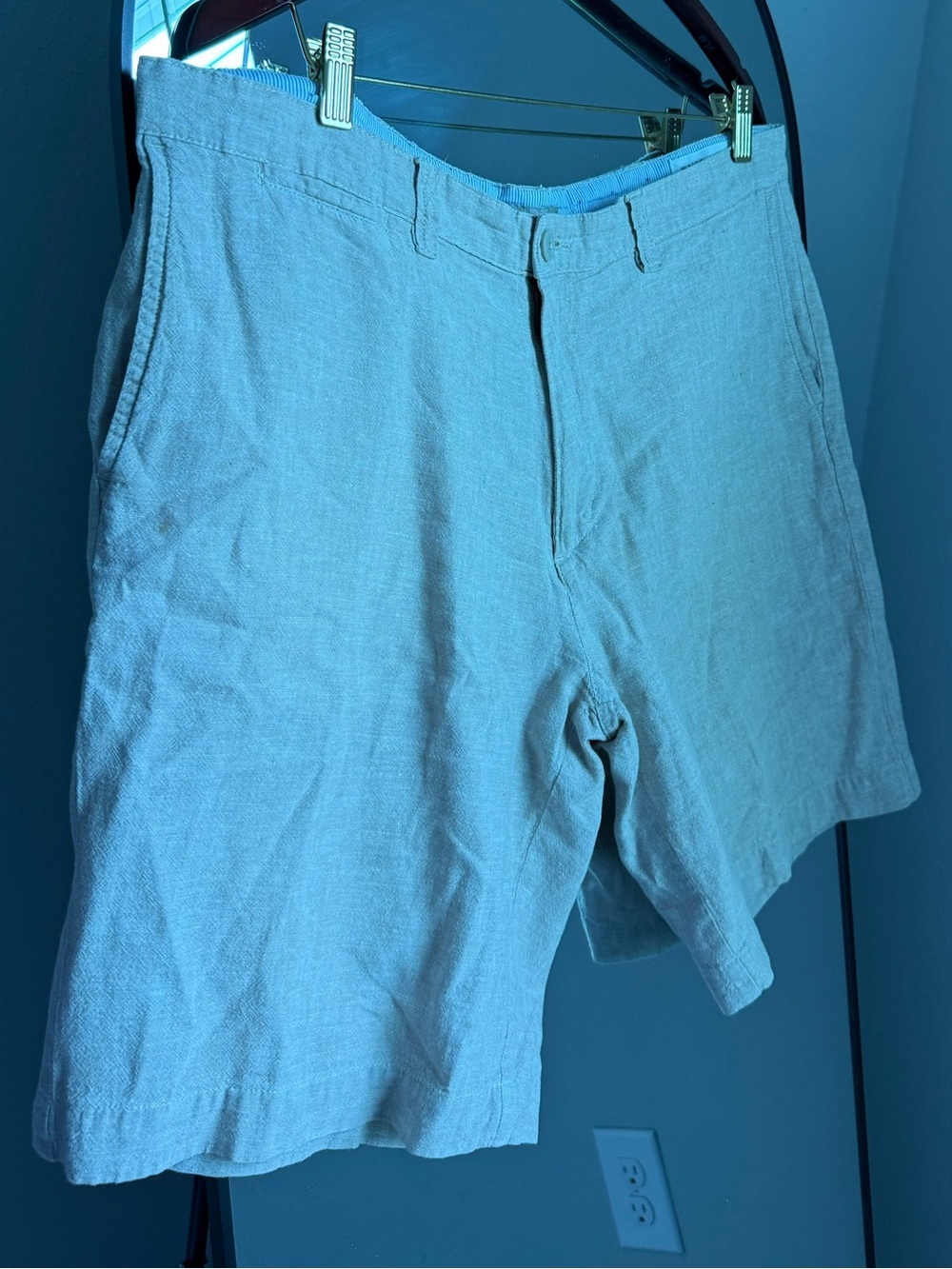 Bruno Mens Short Heathered beige Size 38 Linen Classic Fit Summer Causal